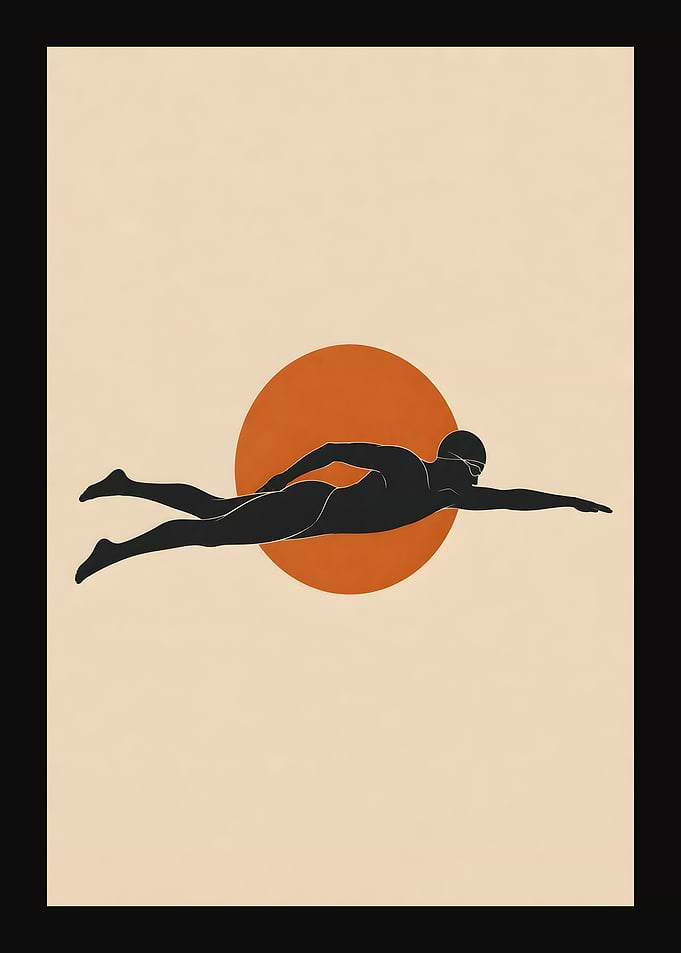 Minimalist Swimming Athlete Silhouette