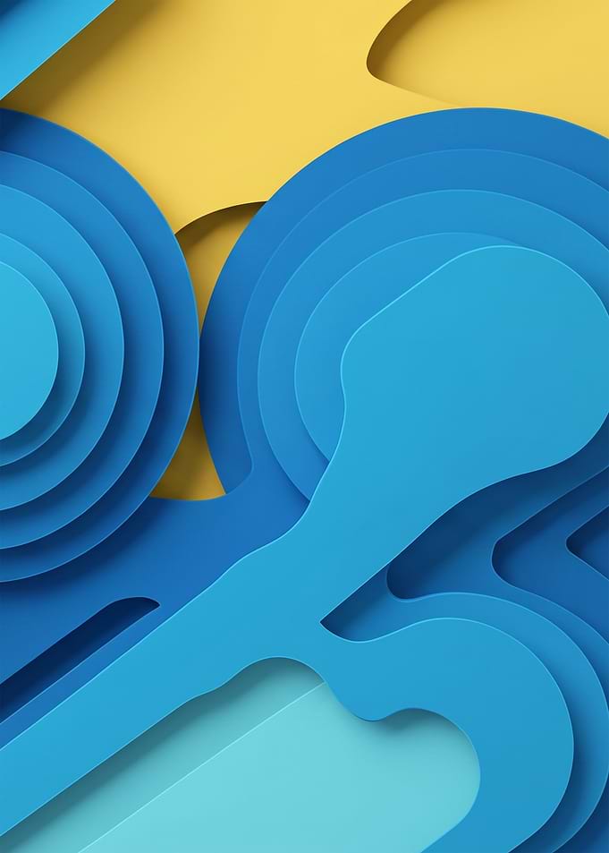 Abstract Blue and Yellow Paper Layers