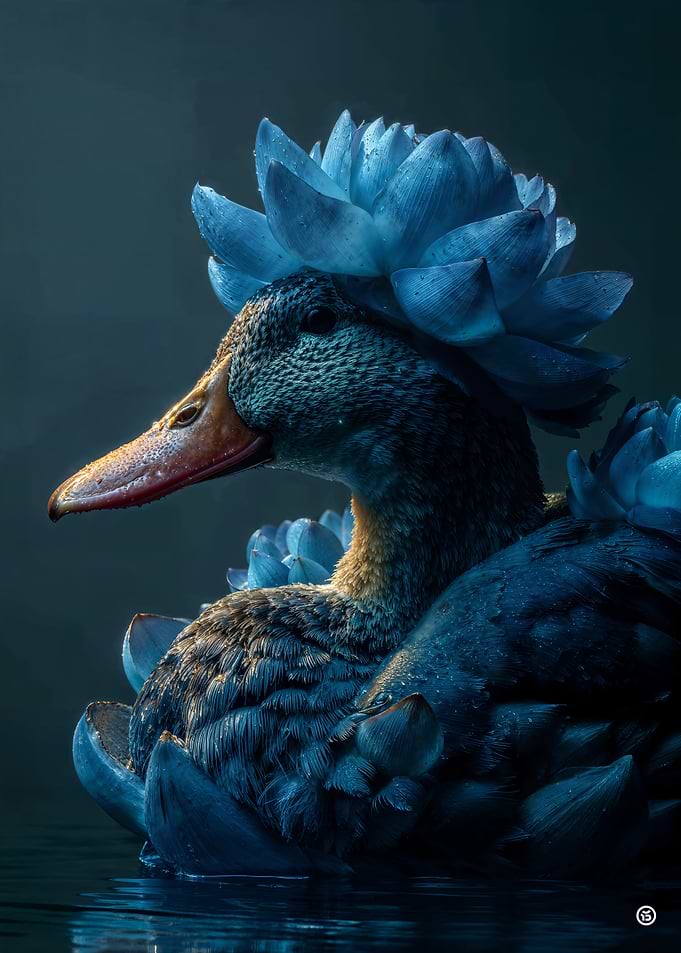 Blue Lotus Duck Portrait