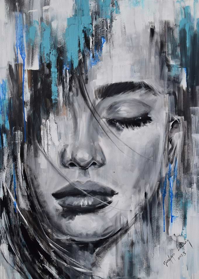 Modern abstract face Portrait of a Woman