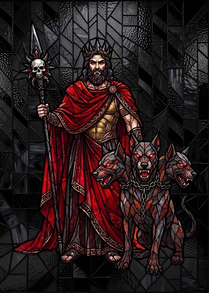 Hades and Cerberus Stained Glass Art