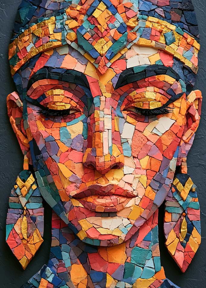Colorful Mosaic Portrait of a Woman
