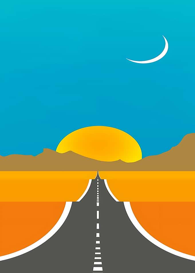 Minimalist Desert Road at Sunset