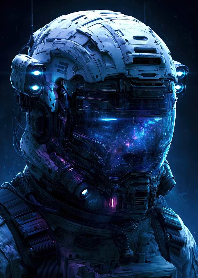 Futuristic Space Soldier Helmet