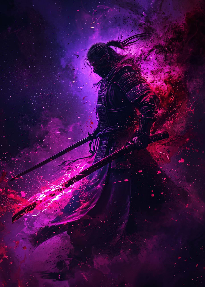 Neon Samurai with Electric Katana