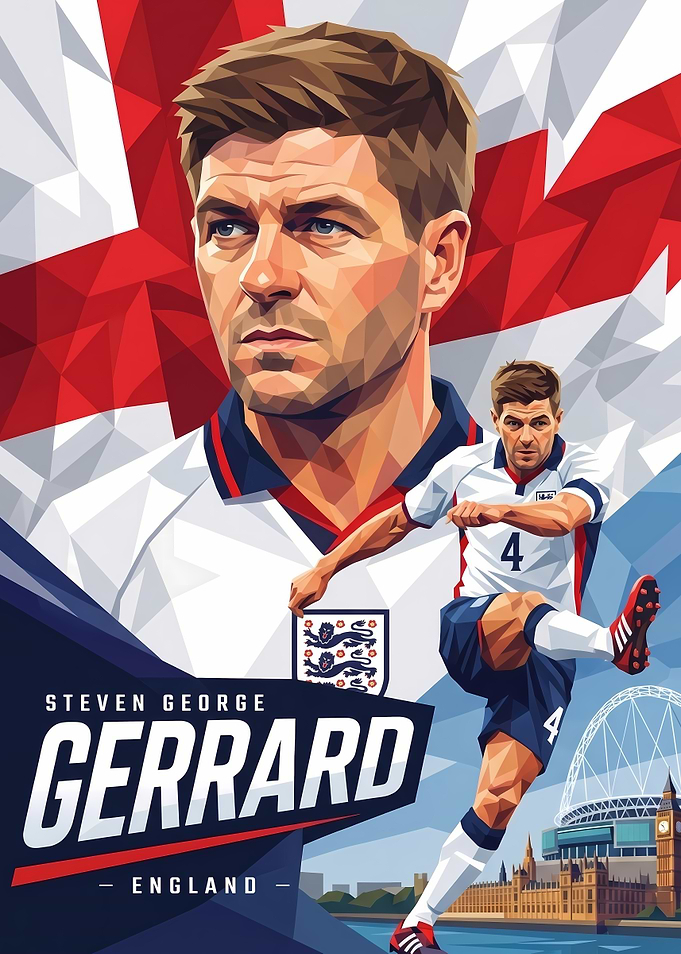 Steven Gerrard England Football Poster