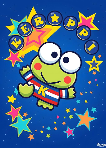 Keroppi Sanrio Character Starry Background