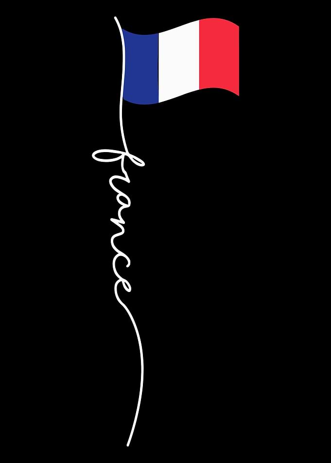 Minimalist France Flag Typography Wall Art | Elegant French Script Poster