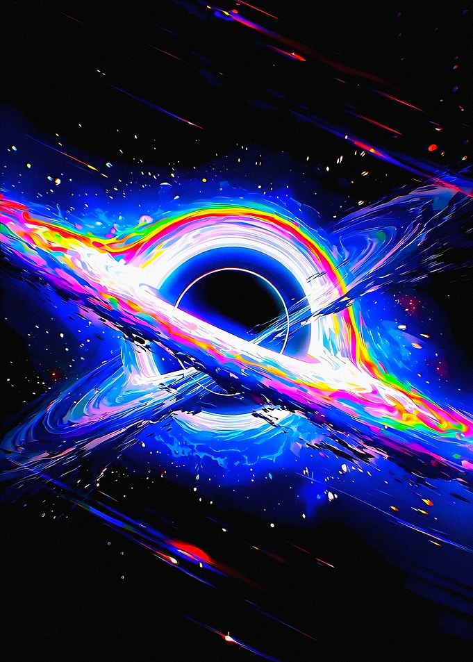 Vibrant Psychedelic Black Hole Art