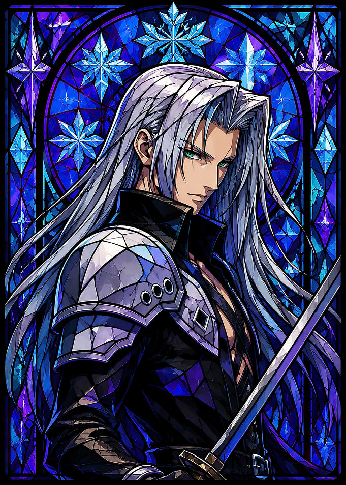 Sephiroth Stained Glass Portrait