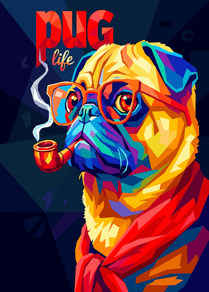 Colorful Pop Art Pug Life Poster