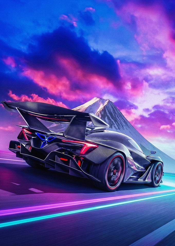 Lamborghini Supercar Under Neon Skies