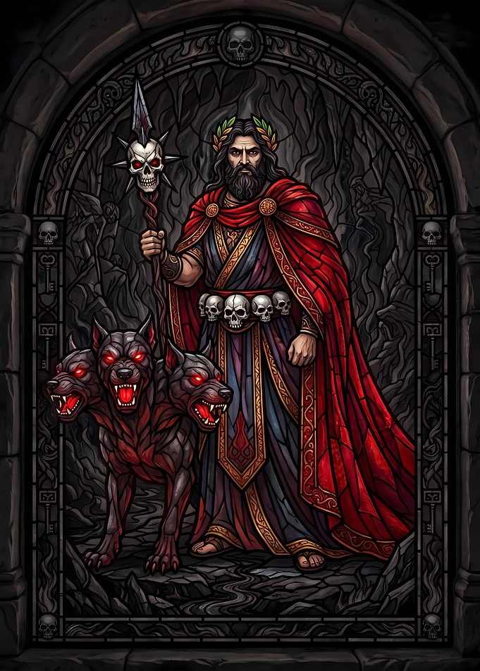 Hades and Cerberus Stained Glass Art