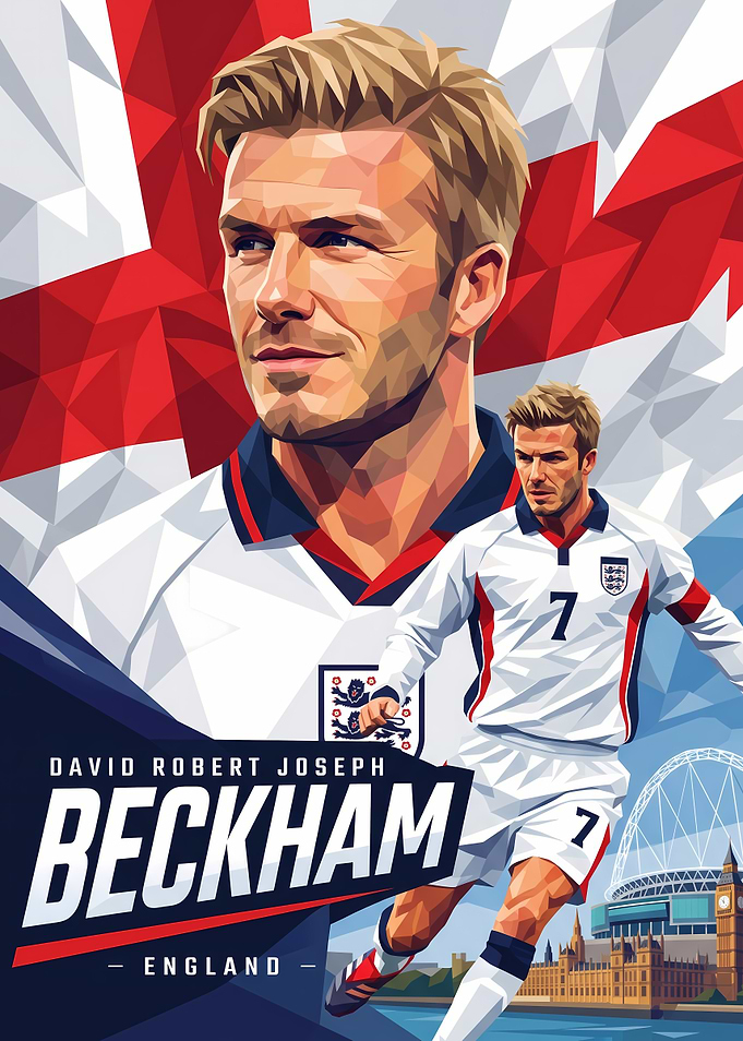 David Beckham England Football Poster