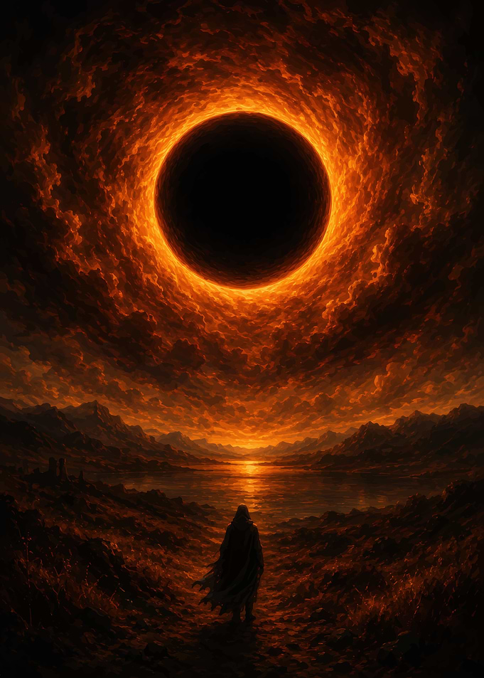 Dark Figure Under Fiery Eclipse Best Fantasy