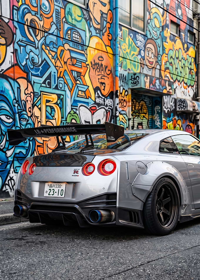Modified Silver Nissan GT-R R35