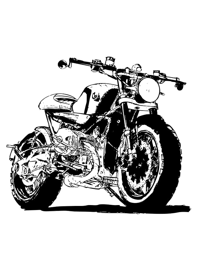 Black and White Cafe Racer Motorcycle