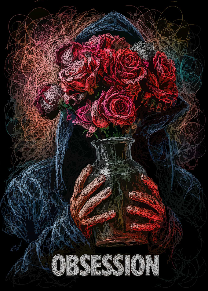 Obsession Hooded Figure with Roses