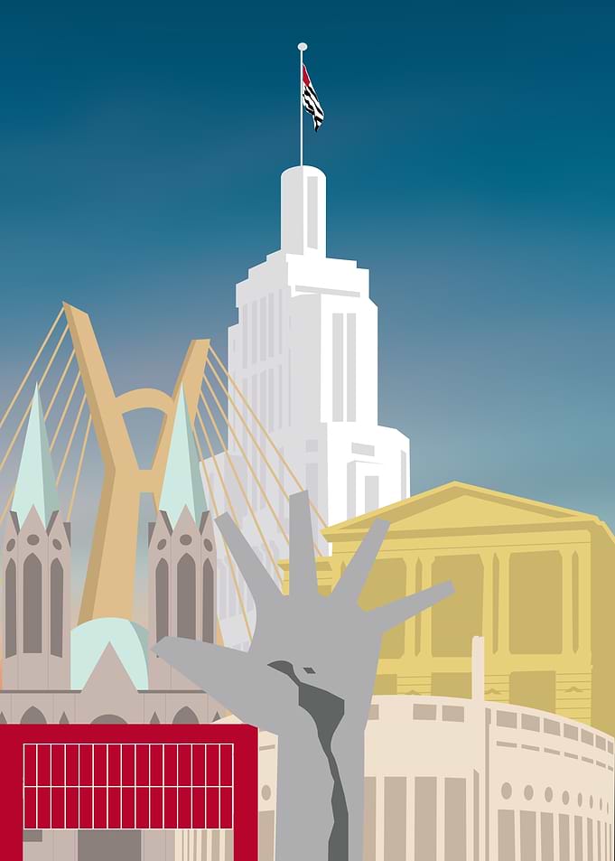 São Paulo City Landmarks Illustration