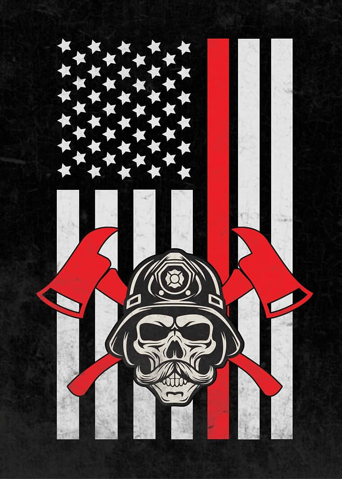 Firefighter Skull Thin Red Line Flag