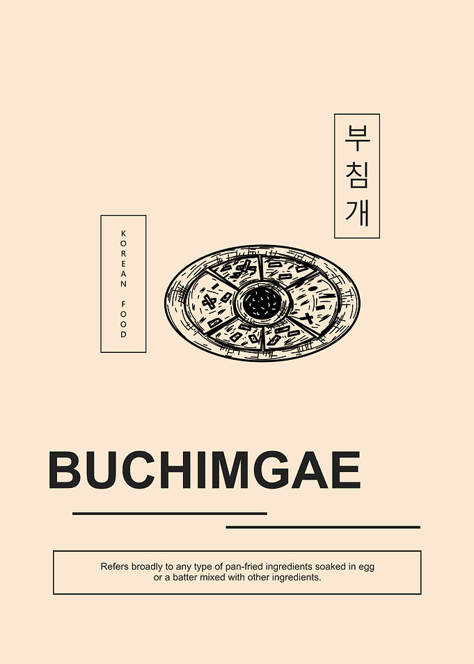 Minimalist Buchimgae Korean Food Poster