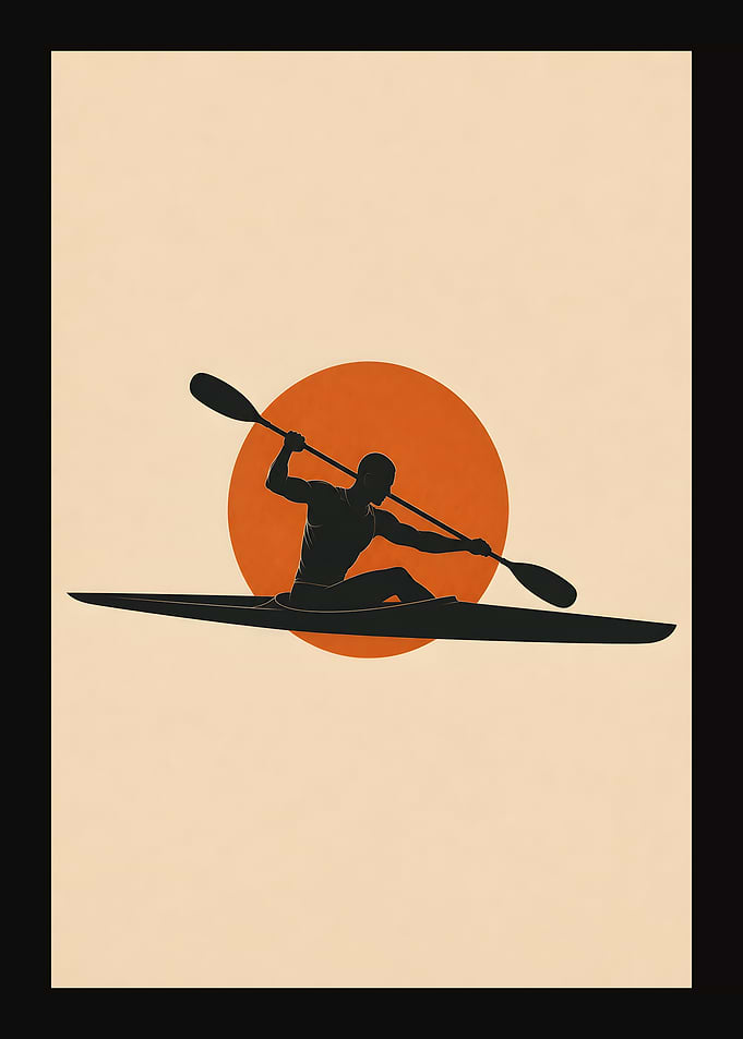Minimalist Kayaking Athlete Silhouette