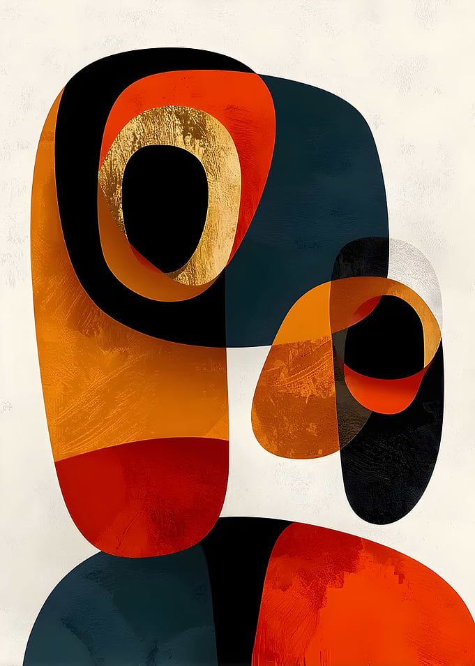 Abstract Geometric Shapes with Gold Accents
