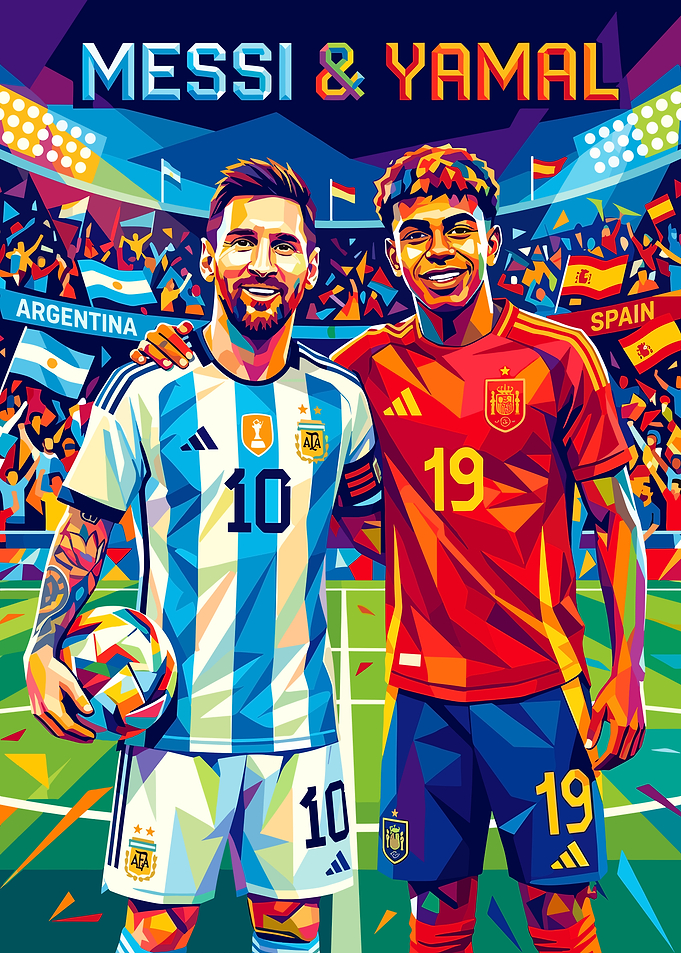 Messi and Yamal Pop Art Poster