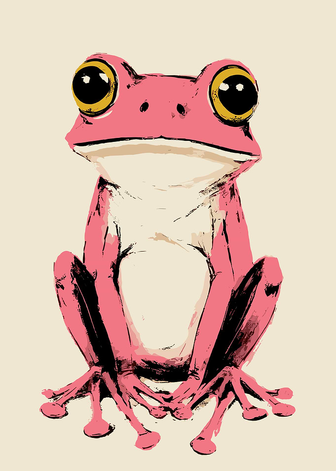 Stylized Pink Frog Illustration