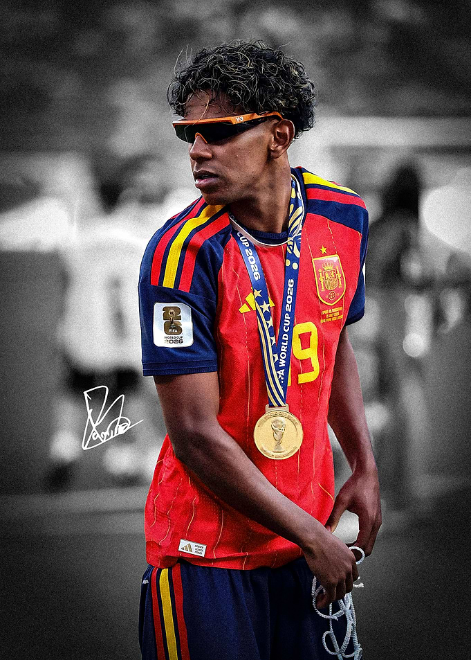 Lamine Yamal World Cup Champion Portrait