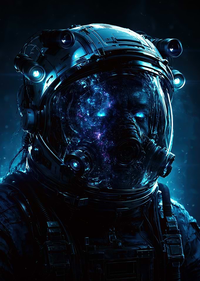 Cosmic Astronaut with Glowing Nebula Visor