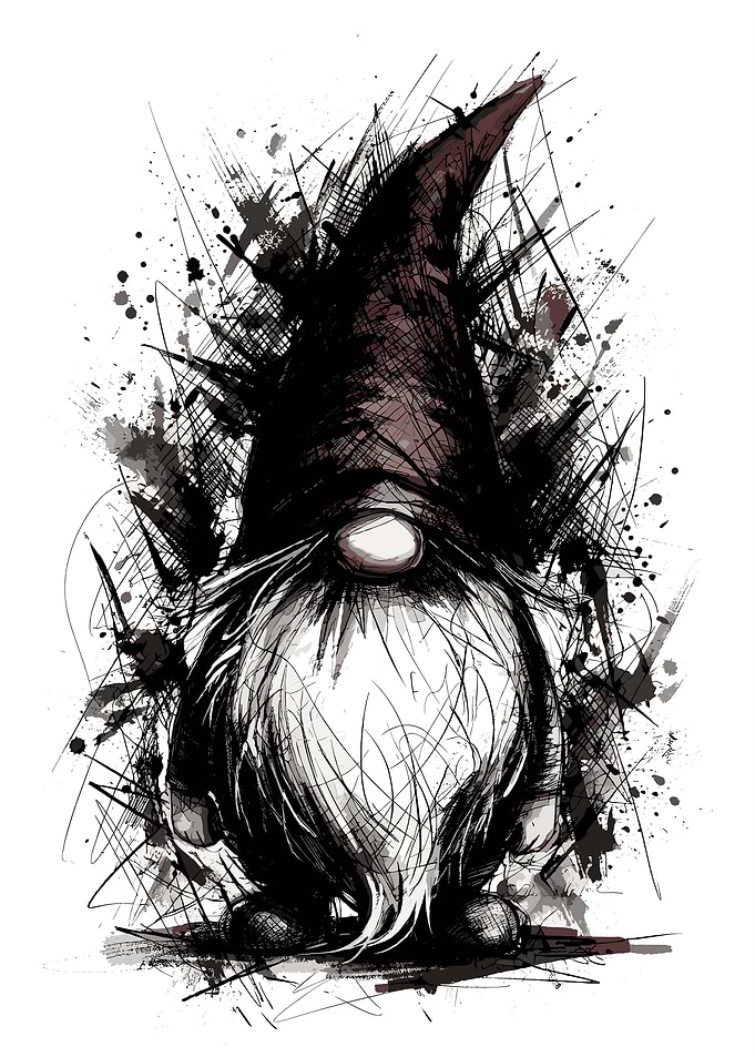 Sketch Style Garden Gnome Illustration