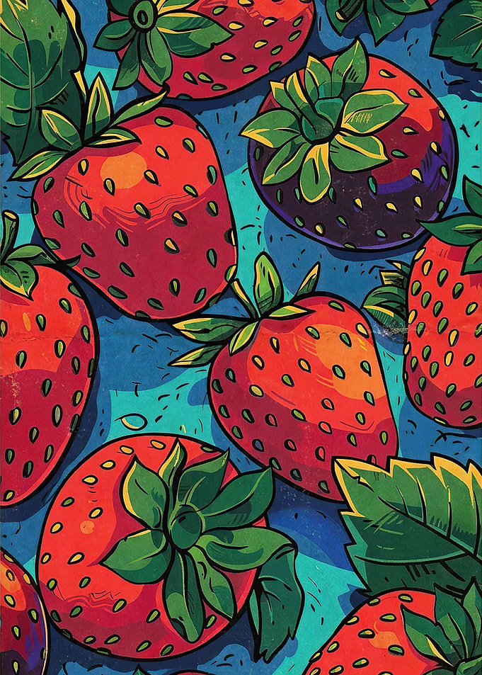 Vibrant Pop Art Strawberry Pattern