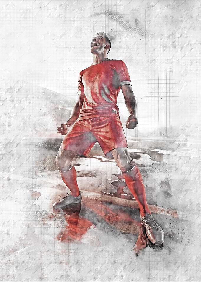 Triumphant Soccer Player Artistic Illustration