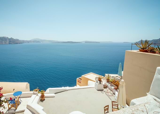 Santorini Terrace Overlooking the Aegean Sea
