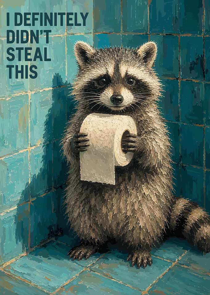 Funny Raccoon Stealing Toilet Paper