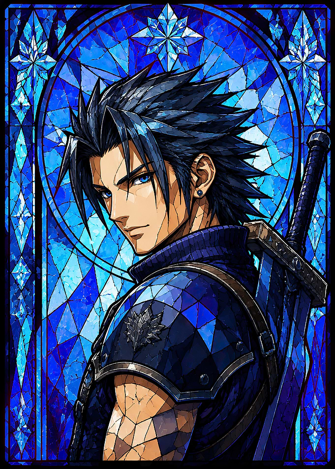 Zack Fair Stained Glass Portrait