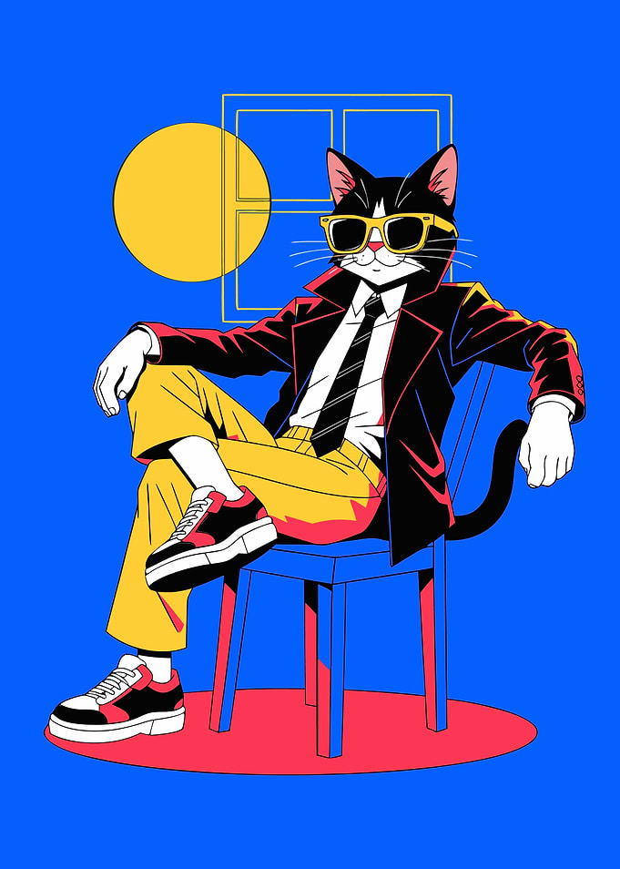 Cool Cat in Suit Illustration