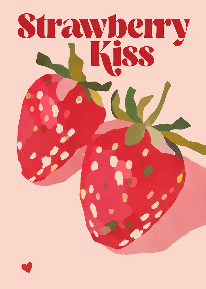 Strawberry Kiss Minimalist Poster