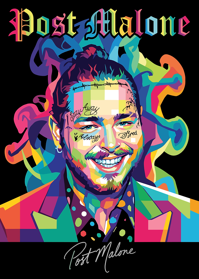 Post Malone Colorful Pop Art Portrait