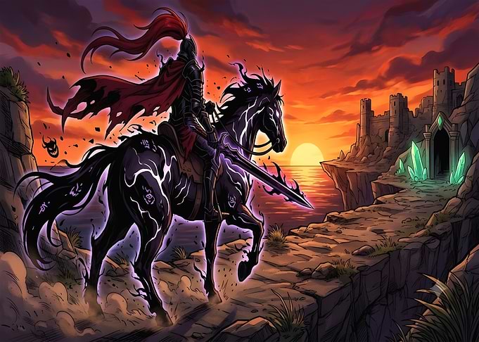 Dark Knight Riding Shadow Horse