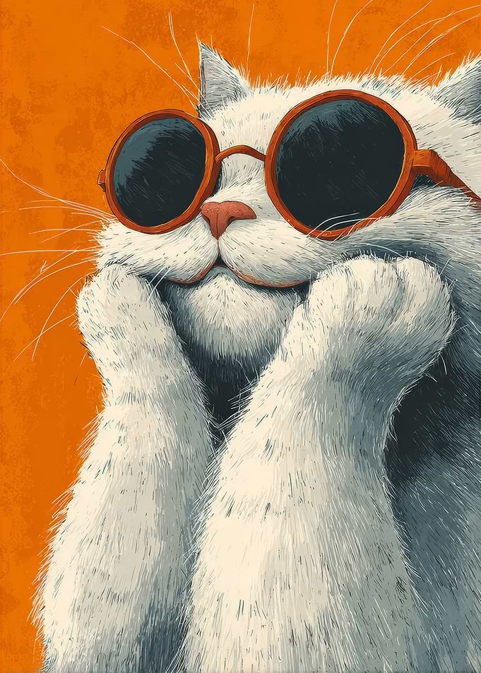 Cool Cat Wearing Orange Sunglasses