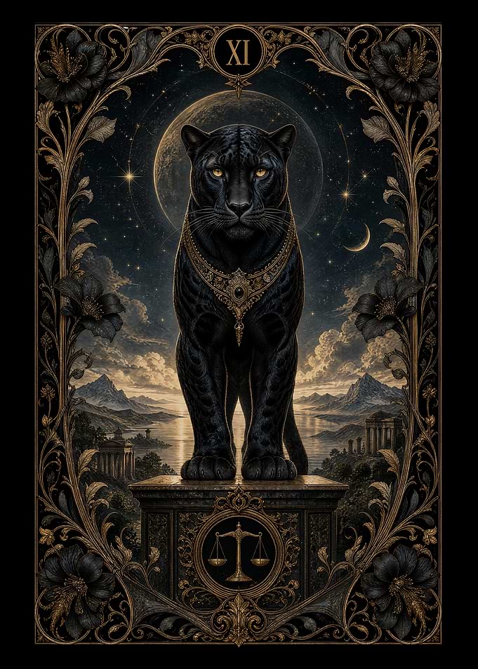 Black Panther Tarot Card XI