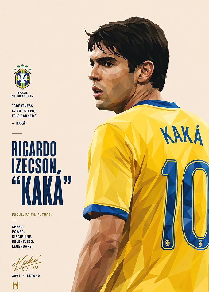 Kaká Brazil National Team Low Poly Poster