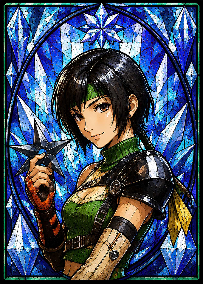 Yuffie Kisaragi Stained Glass Portrait