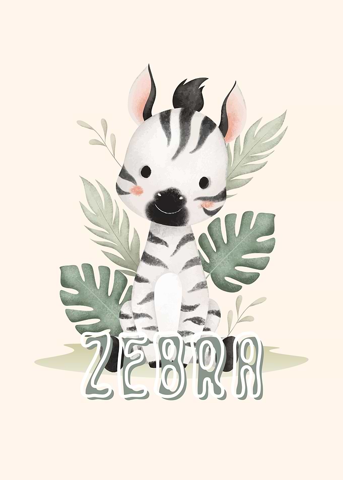 Cute Watercolor Baby Zebra Illustration