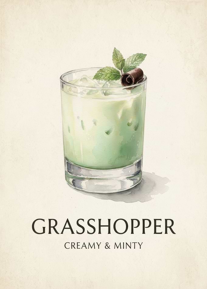 Grasshopper Cocktail Watercolor Art Print