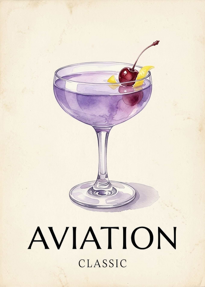 Aviation Cocktail Vintage Poster