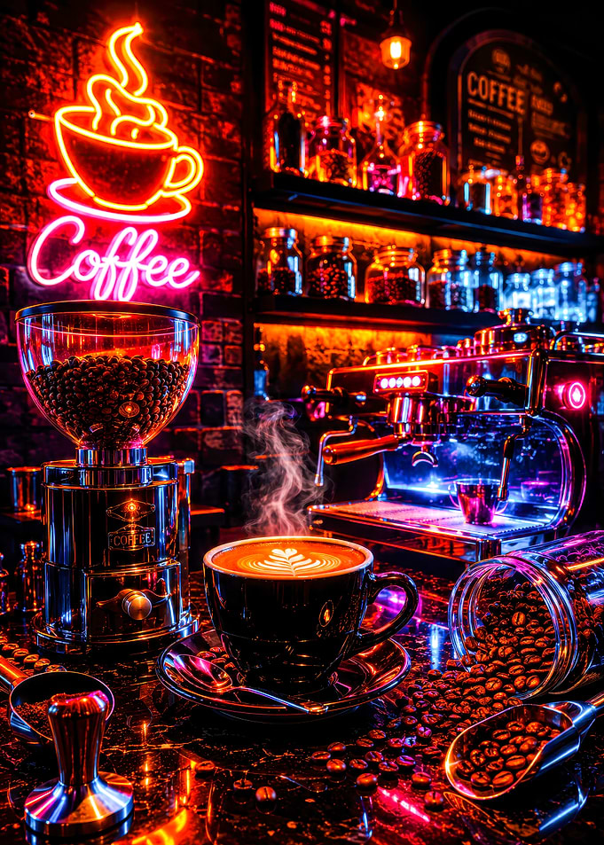 Neon Coffee Shop Espresso Bar
