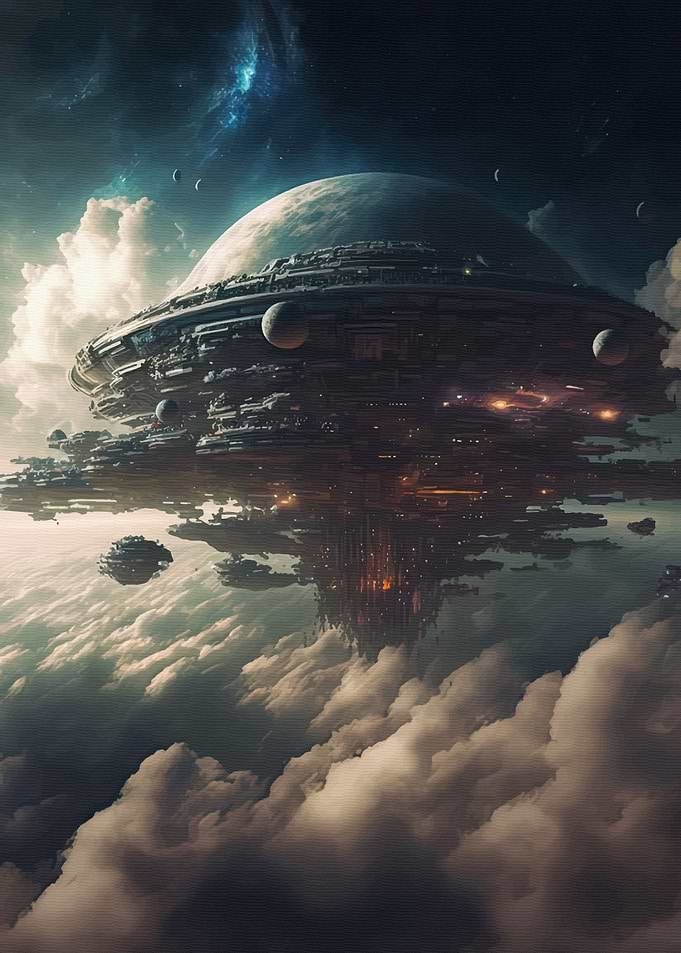 Floating Sci-Fi City Above Clouds